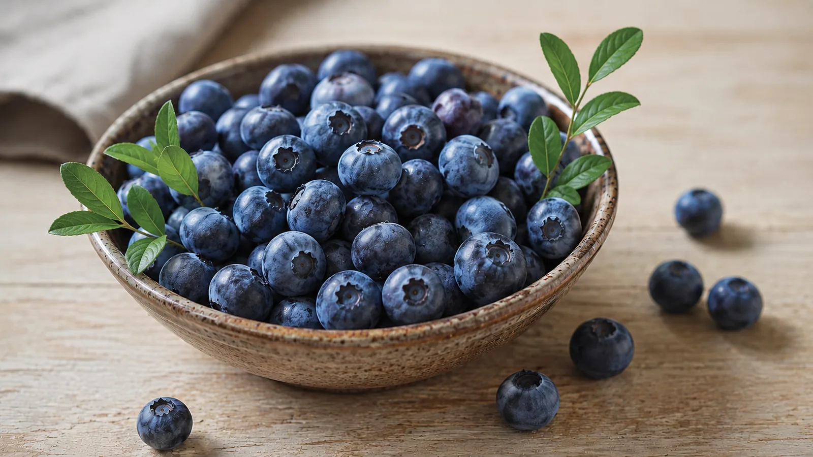 Frische blaue Heidelbeeren mit feinem hellem Reif in einer Schale