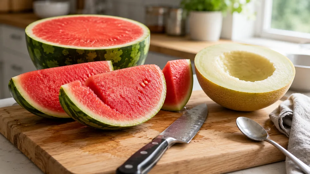 Melone schneiden: Wassermelone, Honigmelone, sichere Technik